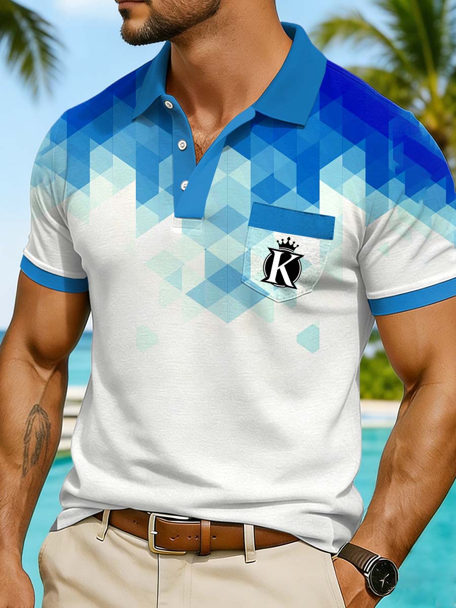 Men's Vintage Business Style Printed Casual Polo Shirt