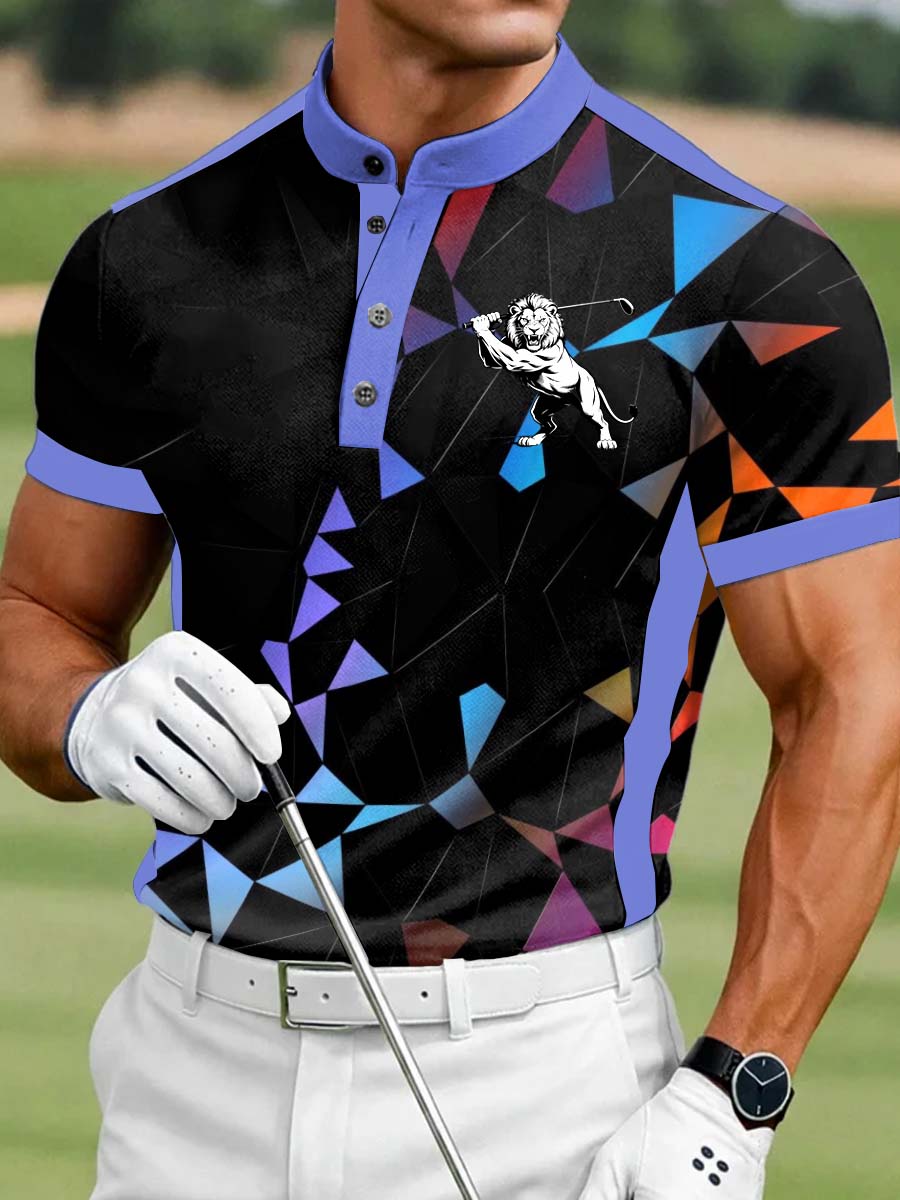 Men's Vintage Business Style Printed Casual Polo Shirt
