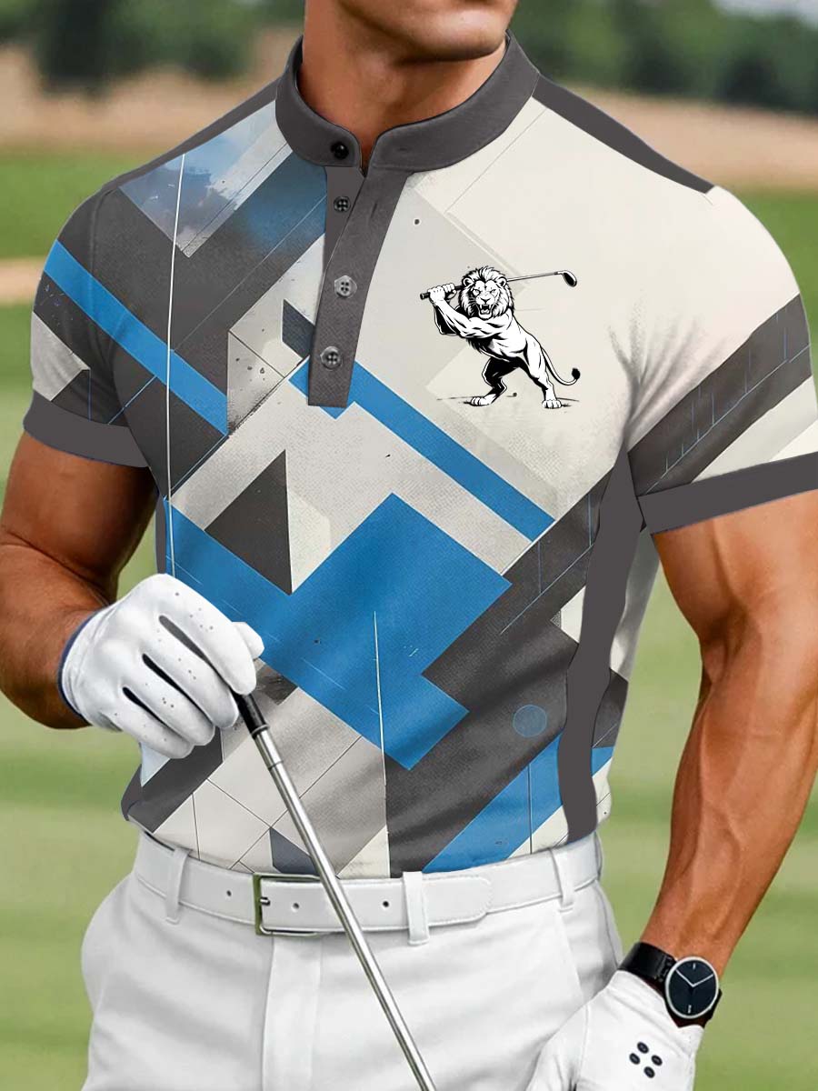 Men's Vintage Business Style Printed Casual Polo Shirt