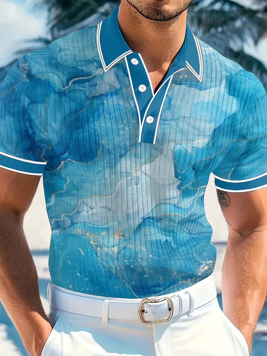 Men's Vintage Business Style Printed Casual Polo Shirt