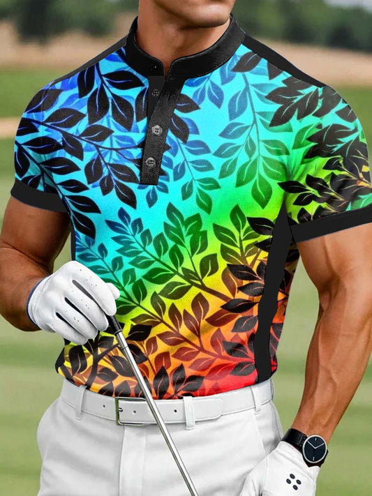 Men's Vintage Business Style Printed Casual Polo Shirt