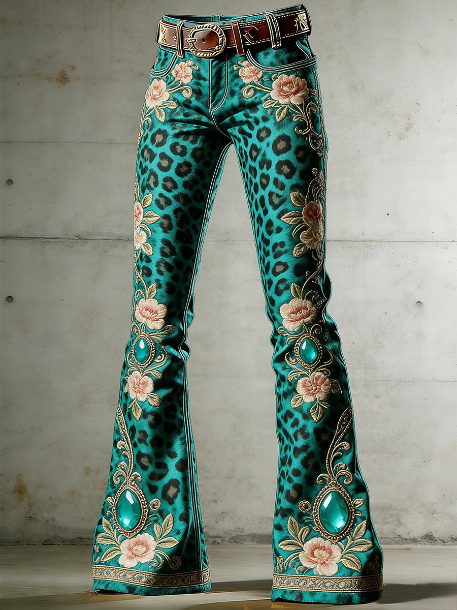 Women's West Art Print Flared Trousers