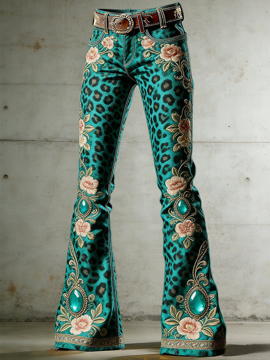 Women's West Art Print Flared Trousers