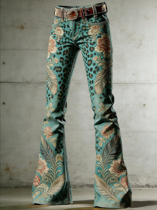 Women's West Art Print Flared Trousers