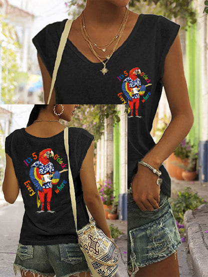 Women's Jimmy Buffet style It‘s 5 O'clock Everywhere coloured cotton T-shirt