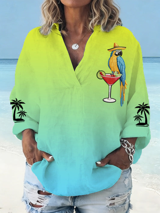 Women's Parrot Print Casual Shirt