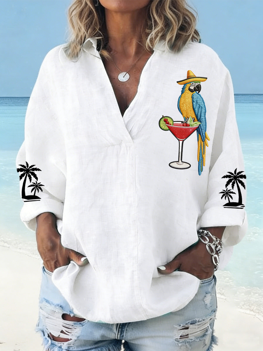 Women's Parrot Print Casual Shirt