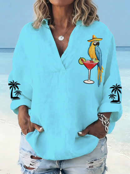 Women's Parrot Print Casual Shirt