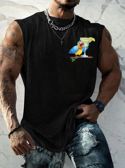 Men's If We Weren't All Crazy We Would Go Insane Parrot Print Casual Tank Top