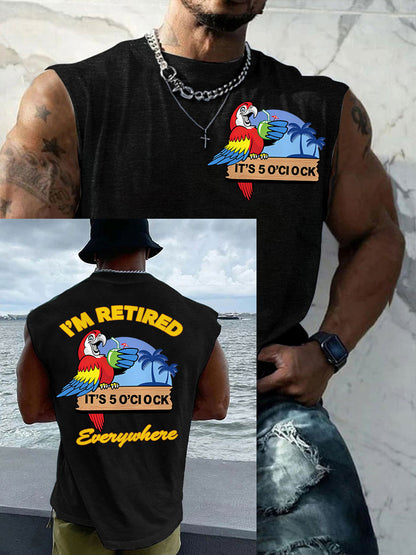 Men's I‘m Retired It‘s 5 O'clock Everywhere Parrot Casual Tank Top
