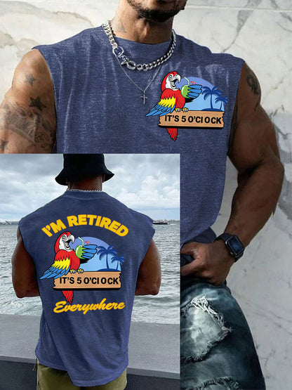Men's I‘m Retired It‘s 5 O'clock Everywhere Parrot Casual Tank Top