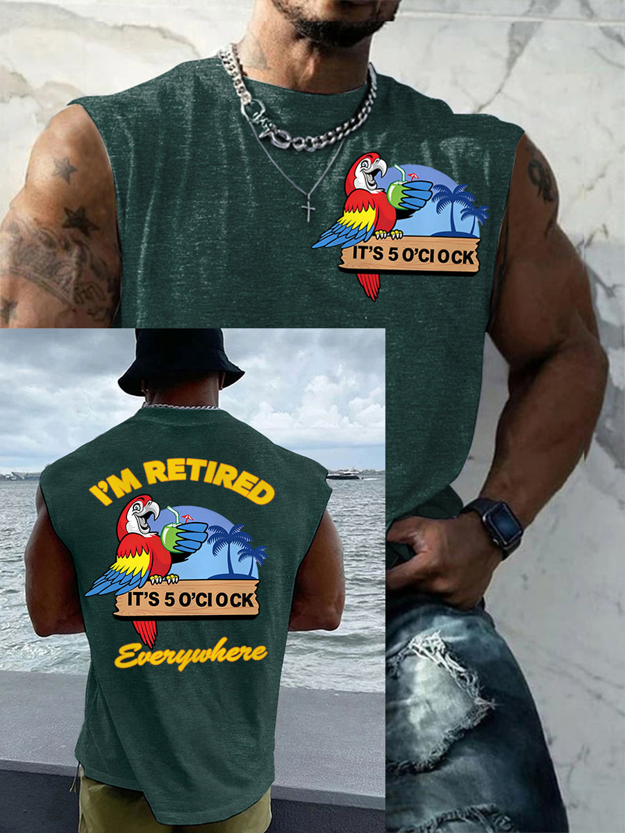 Men's I‘m Retired It‘s 5 O'clock Everywhere Parrot Casual Tank Top