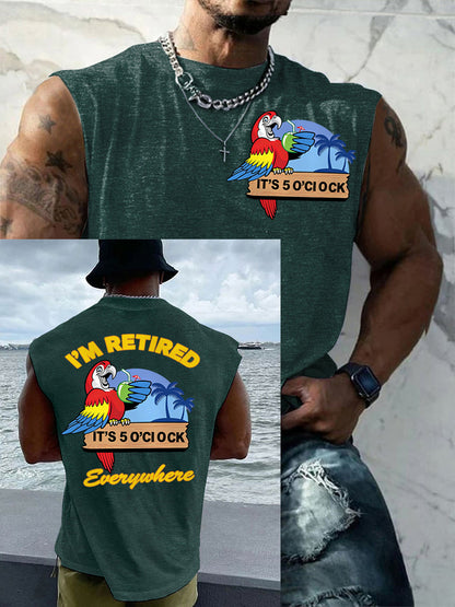 Men's I‘m Retired It‘s 5 O'clock Everywhere Parrot Casual Tank Top
