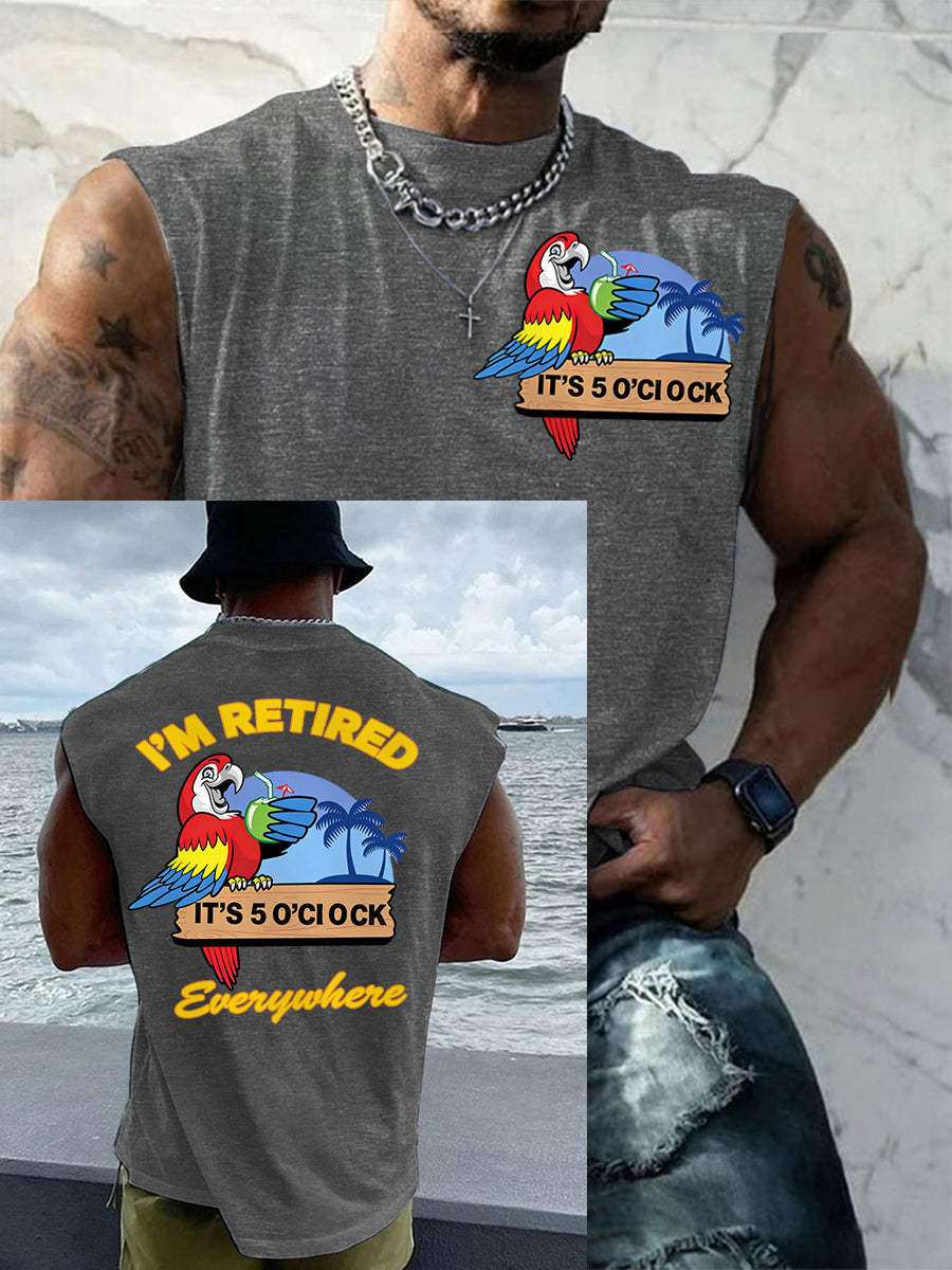Men's I‘m Retired It‘s 5 O'clock Everywhere Parrot Casual Tank Top