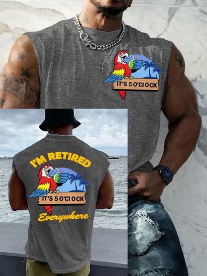 Men's I‘m Retired It‘s 5 O'clock Everywhere Parrot Casual Tank Top