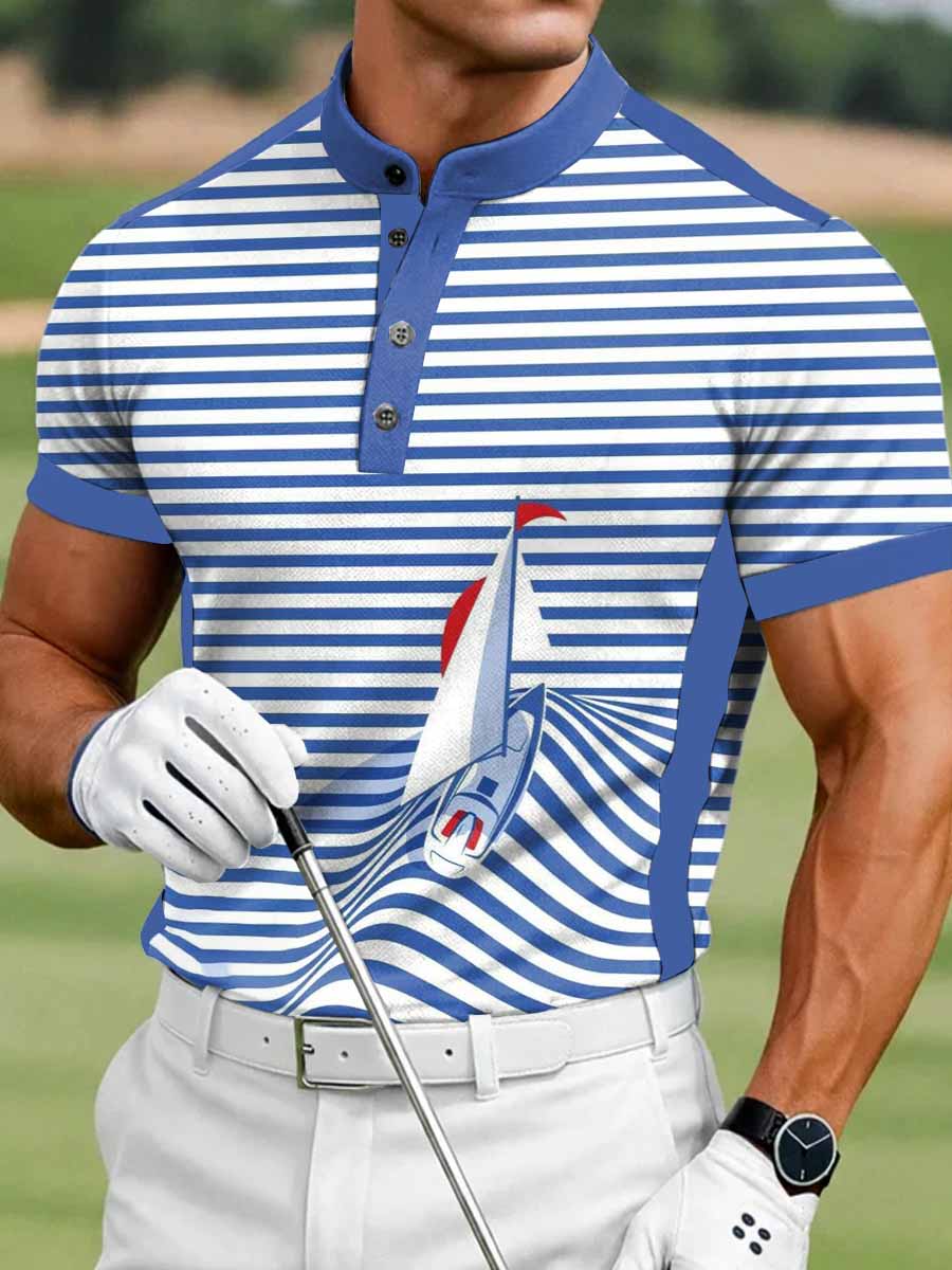 Men's Vintage Business Style Printed Casual Polo Shirt