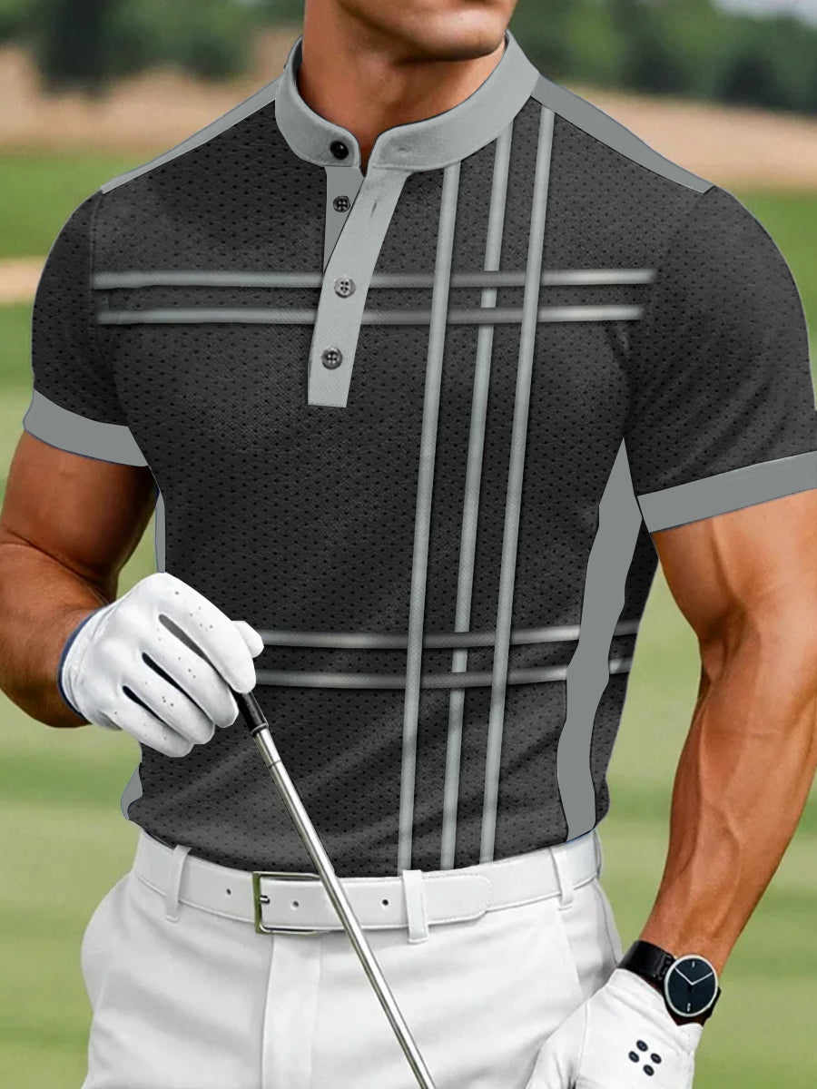 Men's Vintage Business Style Printed Casual Polo Shirt