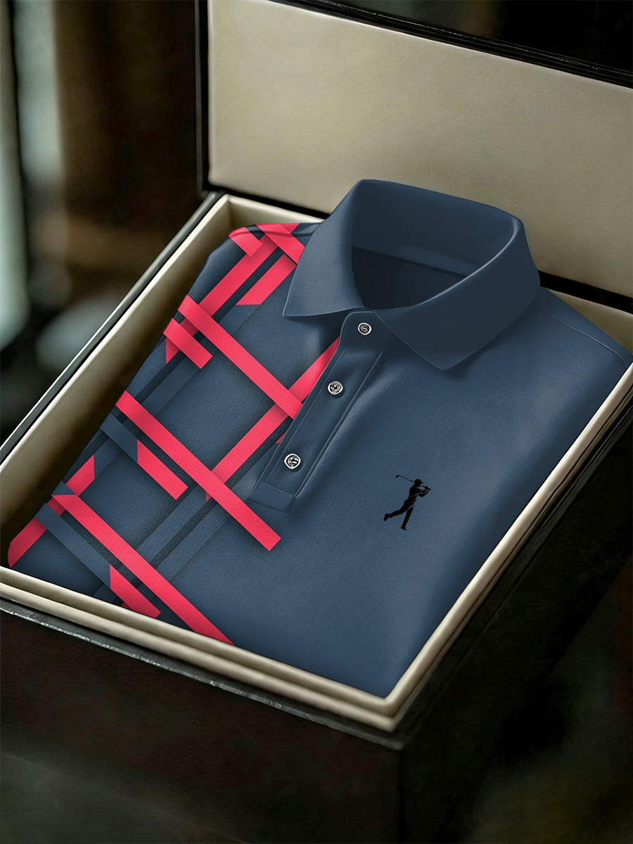 Men's Vintage Business Style Printed Casual Polo Shirt