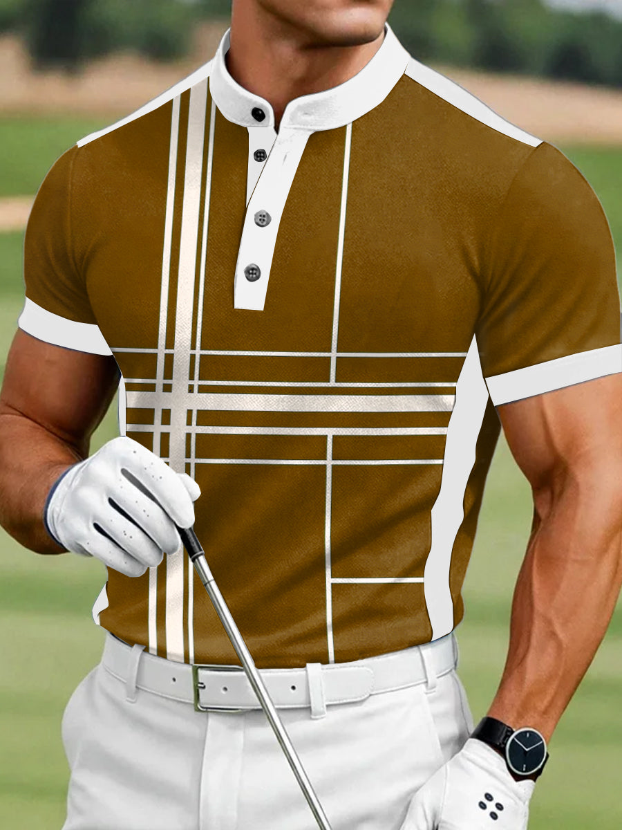 Men's Vintage Business Style Printed Casual Polo Shirt