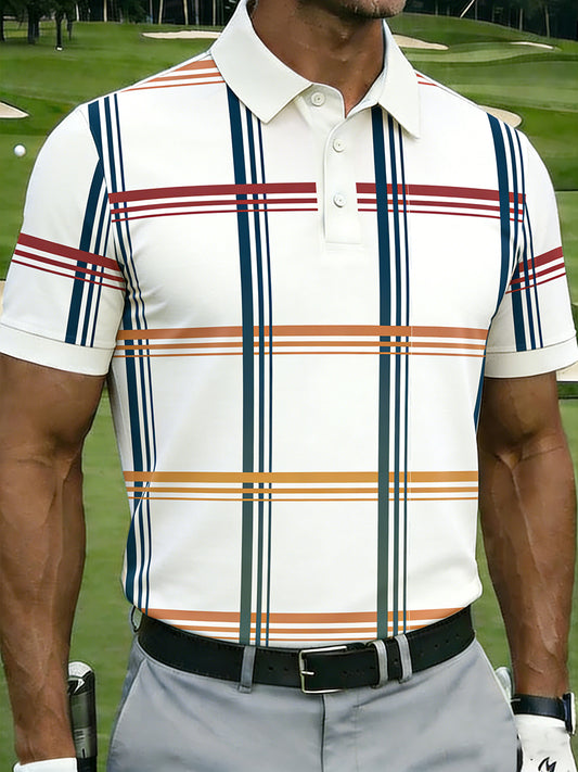 Men's Vintage Business Style Printed Casual Polo Shirt