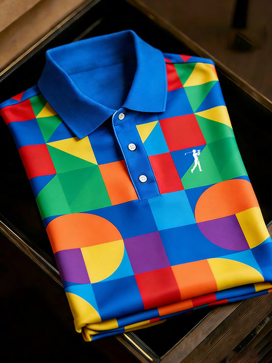 Men's Vintage Business Style Printed Casual Polo Shirt