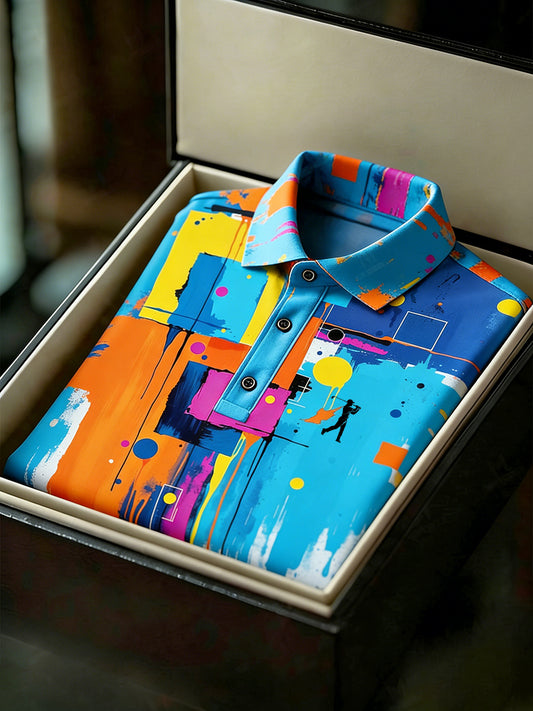 Men's Vintage Business Style Printed Casual Polo Shirt