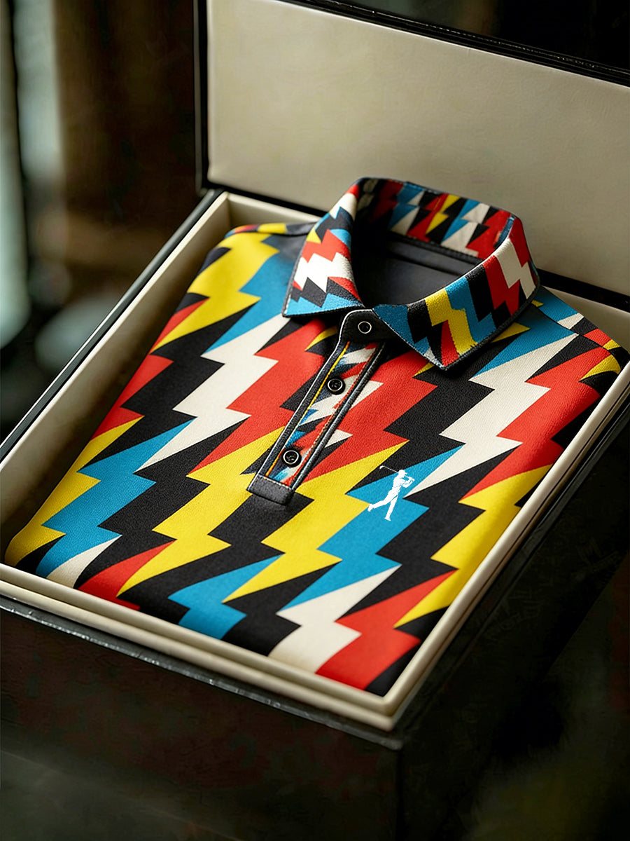 Men's Vintage Business Style Printed Casual Polo Shirt