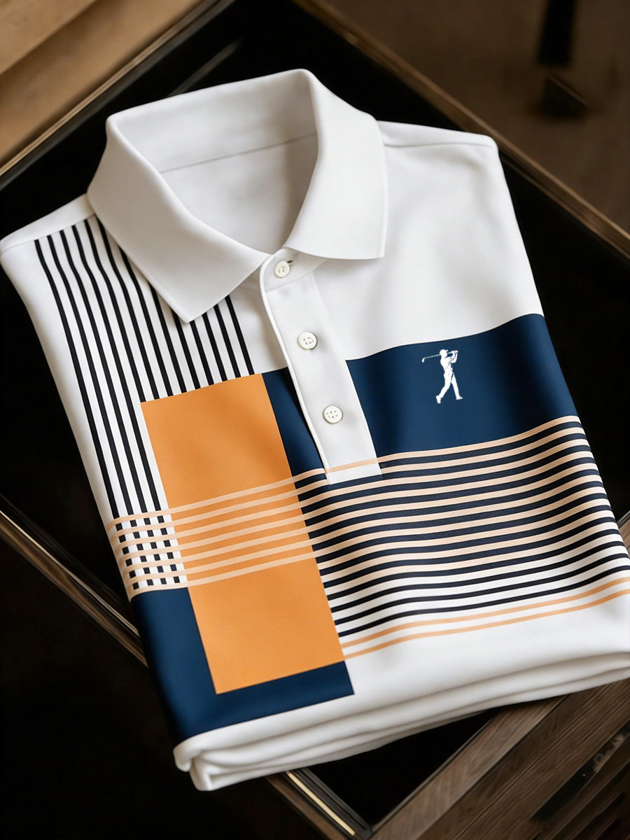 Men's Vintage Business Style Printed Casual Polo Shirt