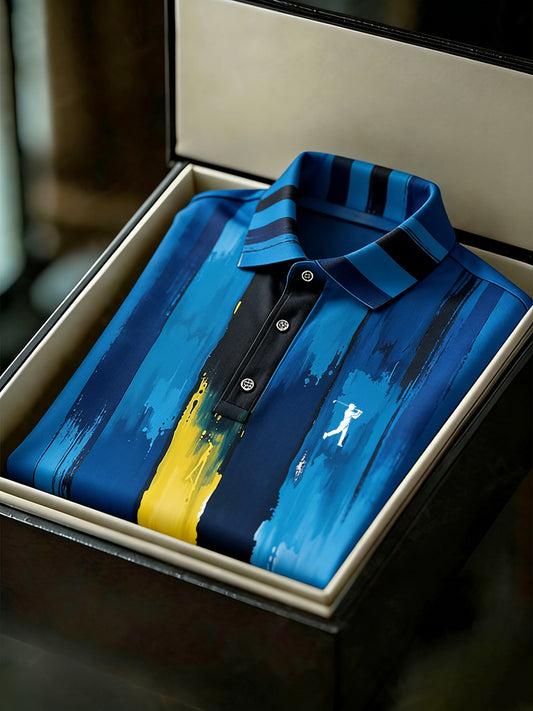 Men's Vintage Business Style Printed Casual Polo Shirt