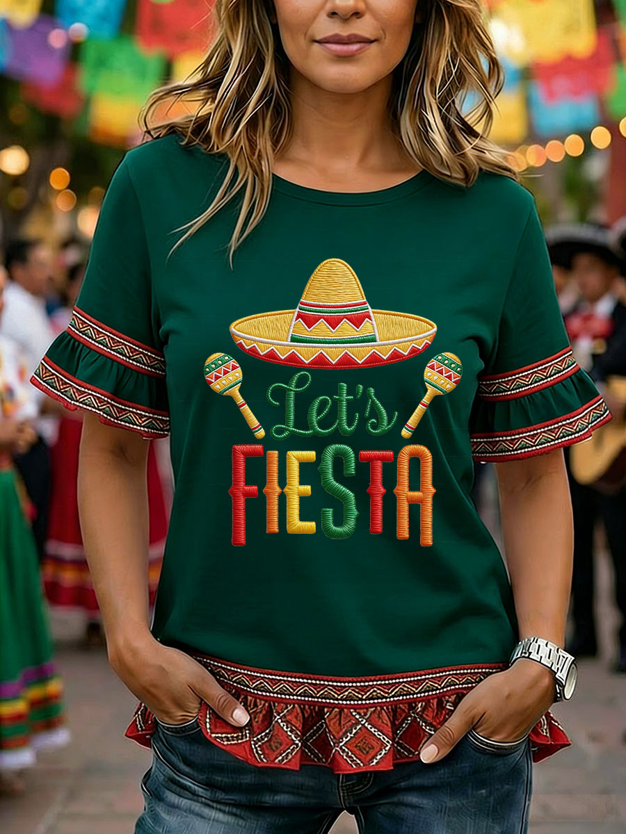 Women's Cinco de Mayo Print Casual T-Shirt