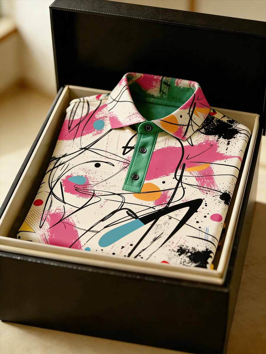 Men's Vintage Business Style Printed Casual Polo Shirt