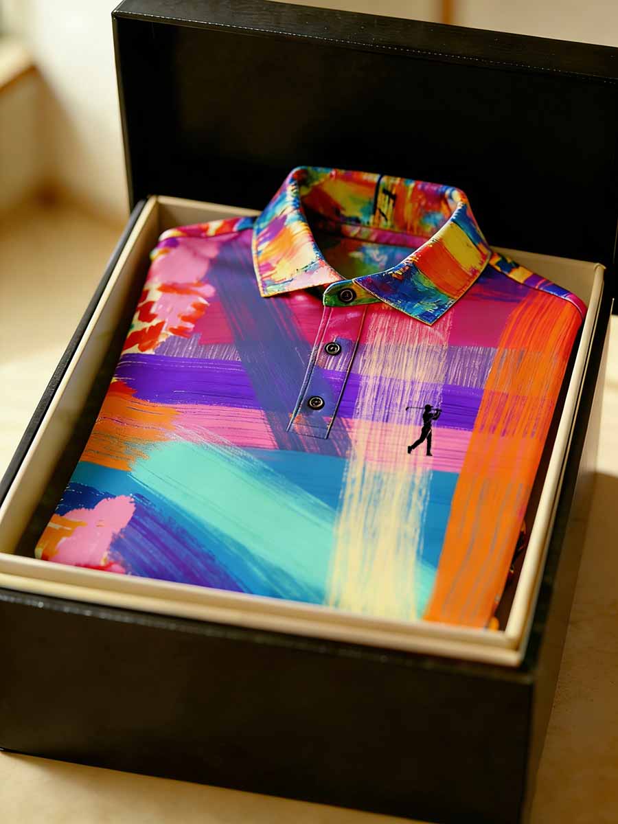 Men's Vintage Business Style Printed Casual Polo Shirt