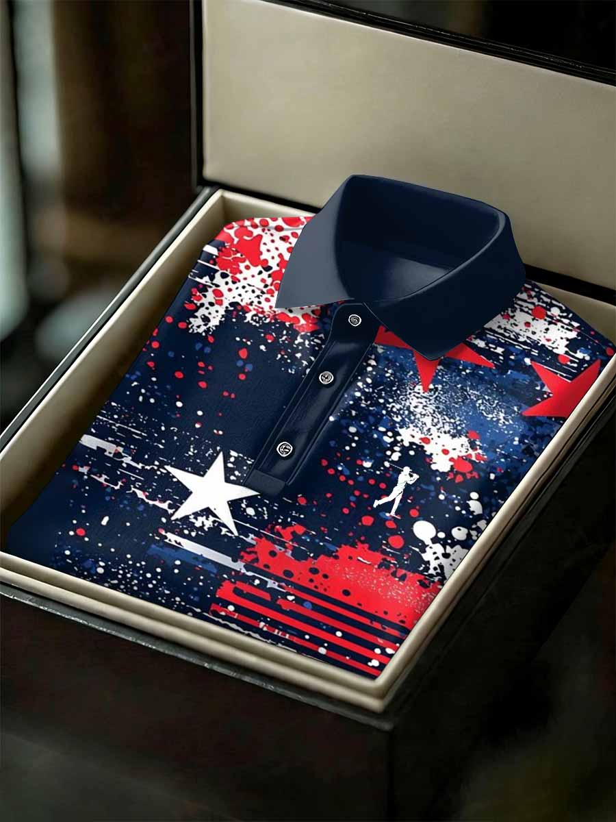 Men's Vintage Business Style Printed Casual Polo Shirt