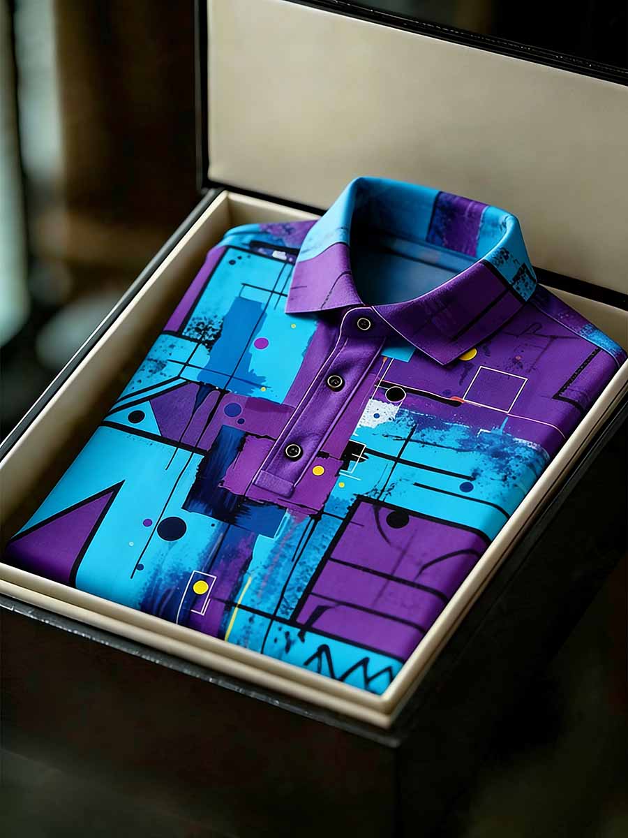 Men's Vintage Business Style Printed Casual Polo Shirt