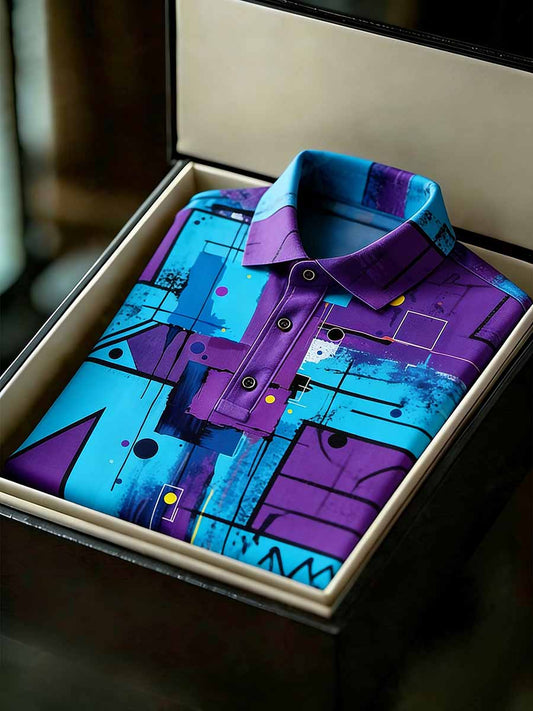 Men's Vintage Business Style Printed Casual Polo Shirt