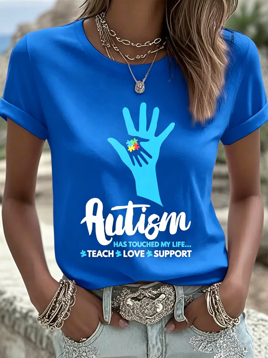 Autism Printed Vintage Fashion Loose Short Sleeve T-Shirt