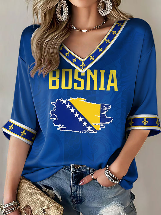 Women's Bosnia Football Lover ZMAJEVI Printed T-shirt