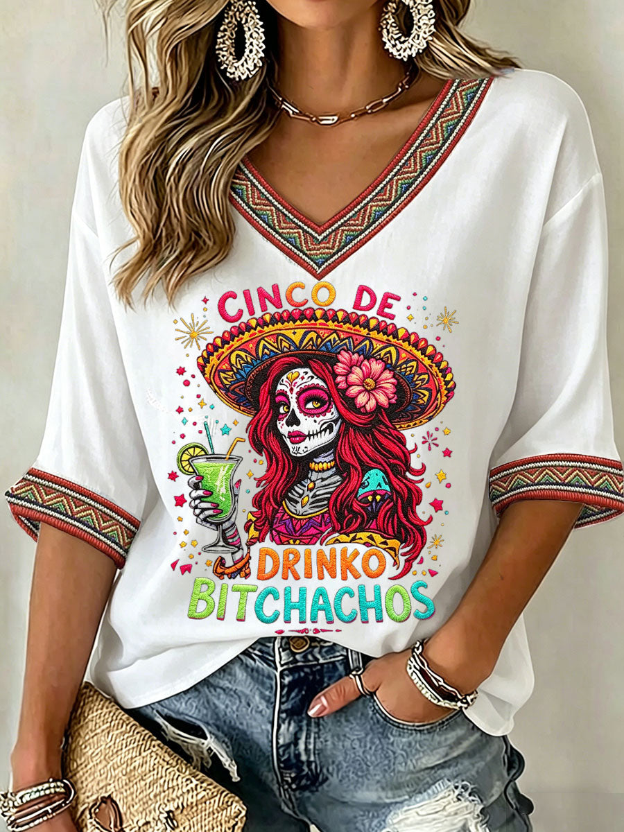 Women's Cinco de Mayo Print Casual T-Shirt