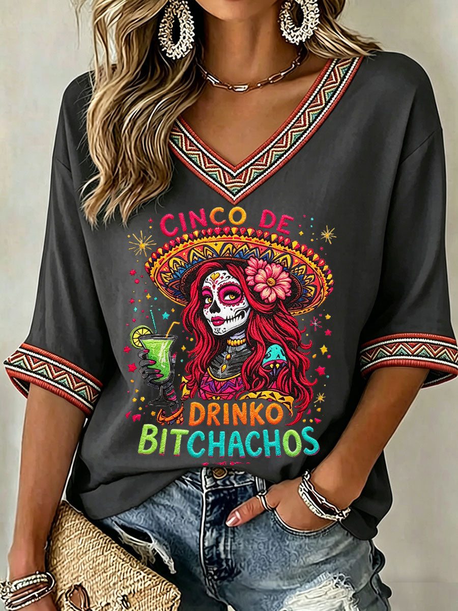 Women's Cinco de Mayo Print Casual T-Shirt