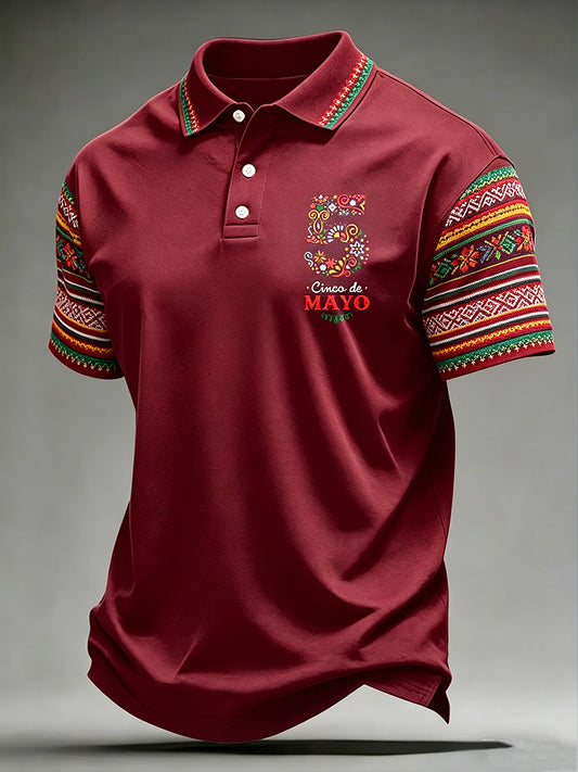 Men's Cinco de Mayo Polo Neck Short Sleeve T-Shirt