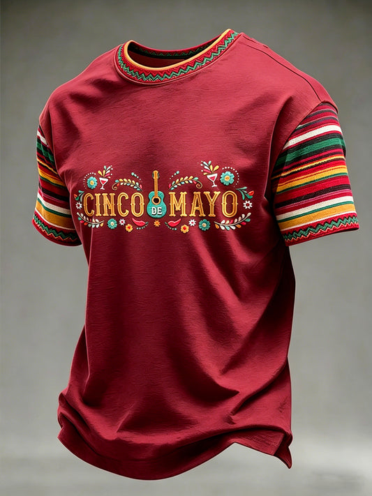 Men's Cinco de Mayo Printed Vintage Fashion Loose Short Sleeve T-Shirt