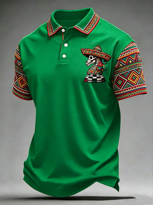Men's Cinco de Mayo Polo Neck Short Sleeve T-Shirt