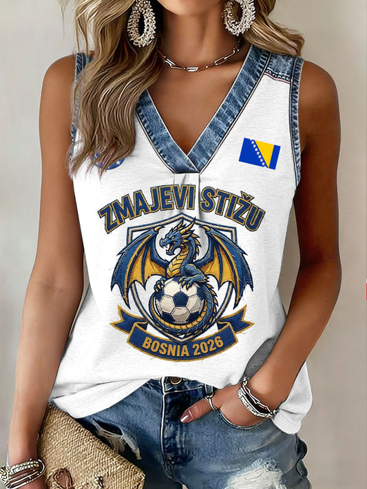 Women's  Bosnia Football Lover ZMAJEVI Printed Vest