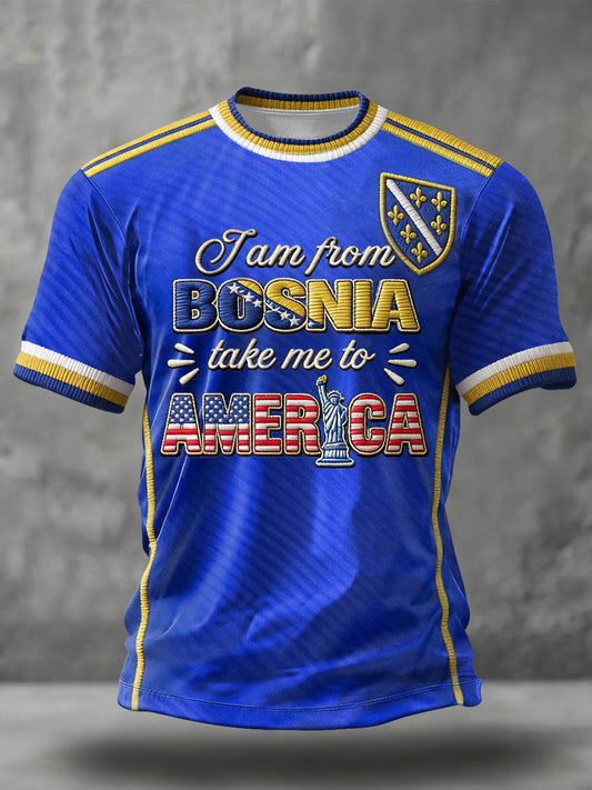 Men's Bosnia Football Lover ZMAJEVI Printed T-shirt