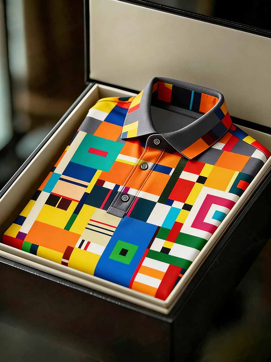 Men's Vintage Business Style Printed Casual Polo Shirt