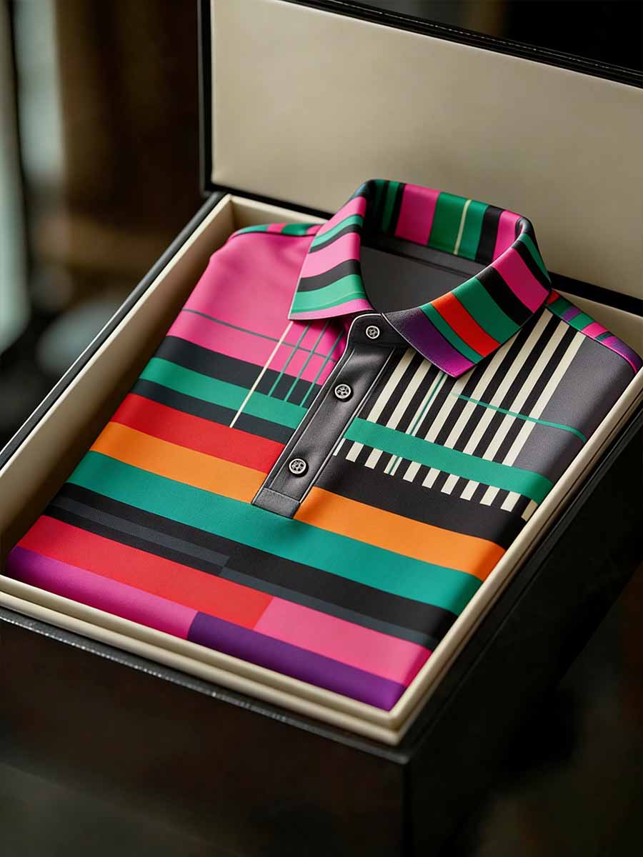 Men's Vintage Business Style Printed Casual Polo Shirt