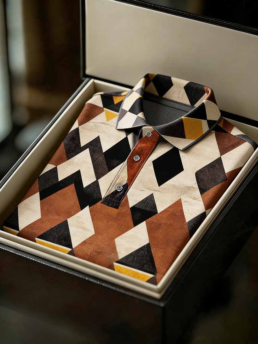 Men's Vintage Business Style Printed Casual Polo Shirt