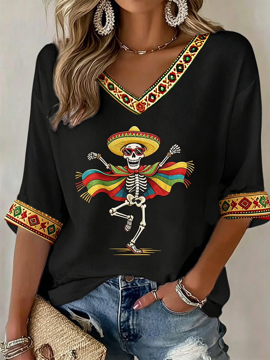 Retro Mexican Cinco de Mayo Art Print Casual Top
