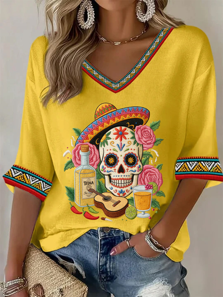 Women's Cinco De Mayo Print Waffle T-shirt