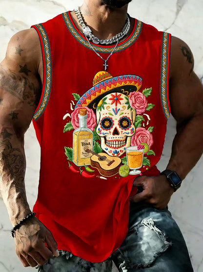 Men's Cinco De Mayo Print Sleeveless Vests
